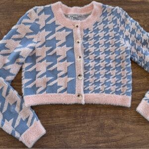 Papaya Pastel Houndstooth Cardigan